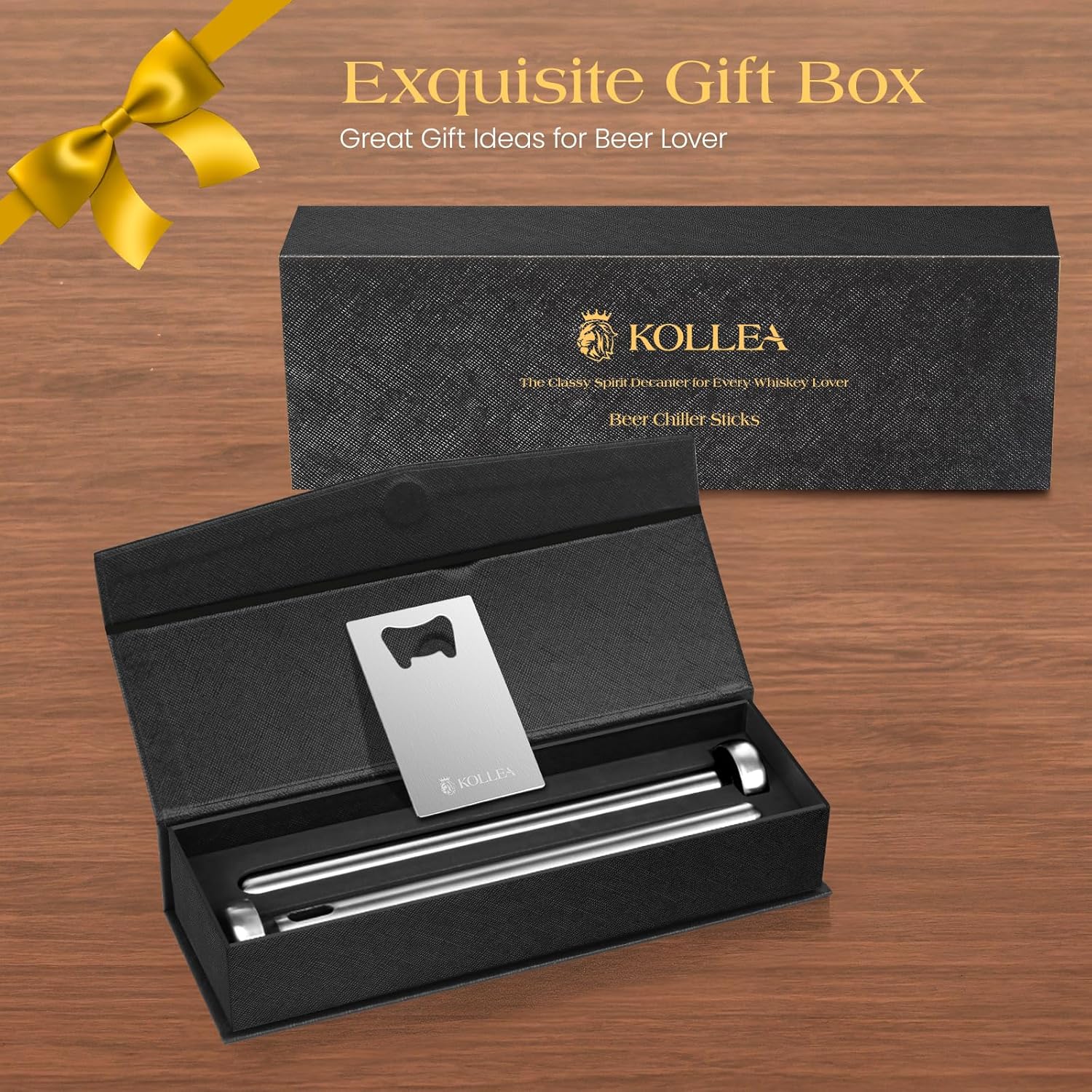 Kollea 4 Beer Chiller Stick for Bottles, Wine Chiller, 3-in-1 Stainless Steel Wine Bottle Cooler Stick, Unique Beer Gifts for Men